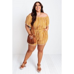 The   Off Shoulder Stripe Romper Curves