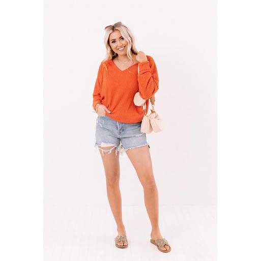 Waffle Knit Top In Or ge