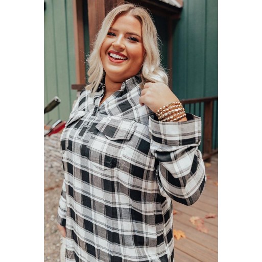   Plaid Tunic In Black   Curves