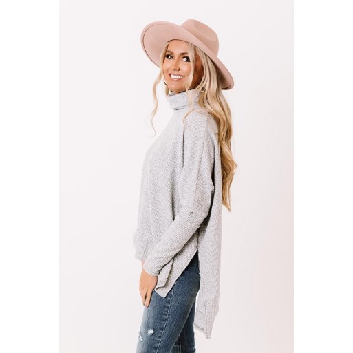 Coz  Waffle Knit Tunic In Gre 