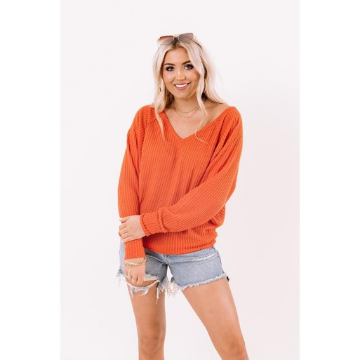 Waffle Knit Top In Or ge