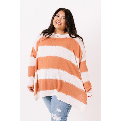 Think Alike Knit Top in T gerine Curves