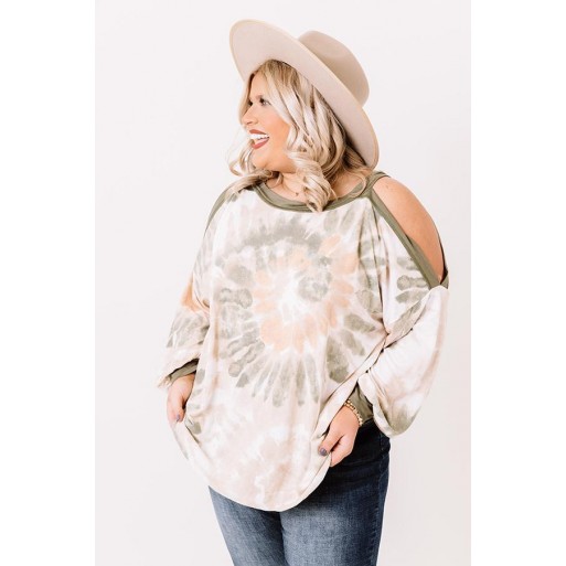  nver Tie Dye Top In Olive Curves