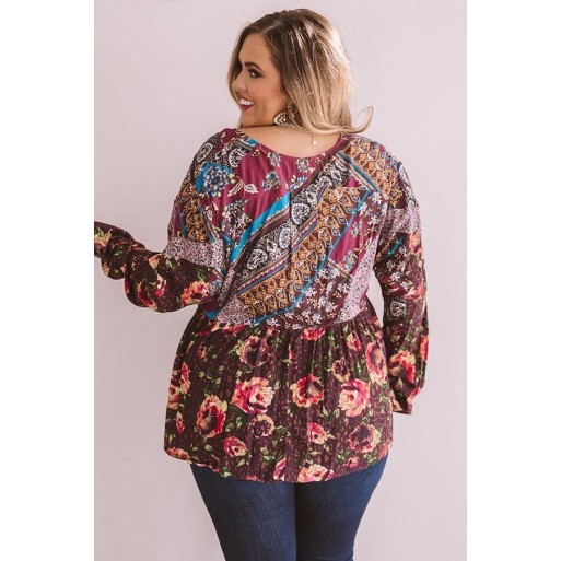 B ss Floral Shift Top In Windsor Wine  Curves