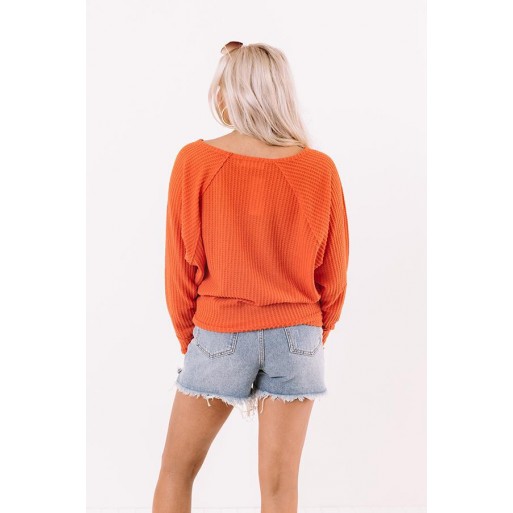 Waffle Knit Top In Or ge