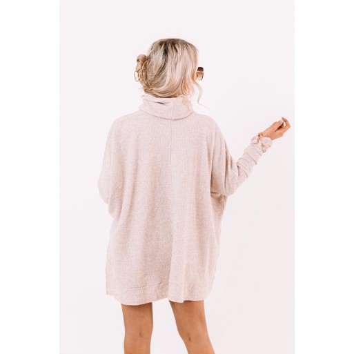 Coz  Waffle Knit Tunic In Iced Latte